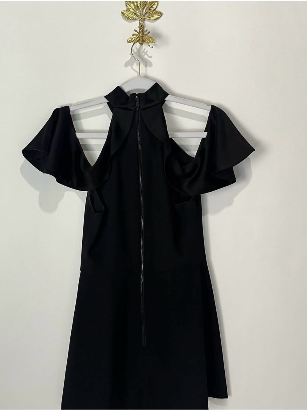 Black Cold-Shoulder Ruffle Dress - Picture 2 of 4
